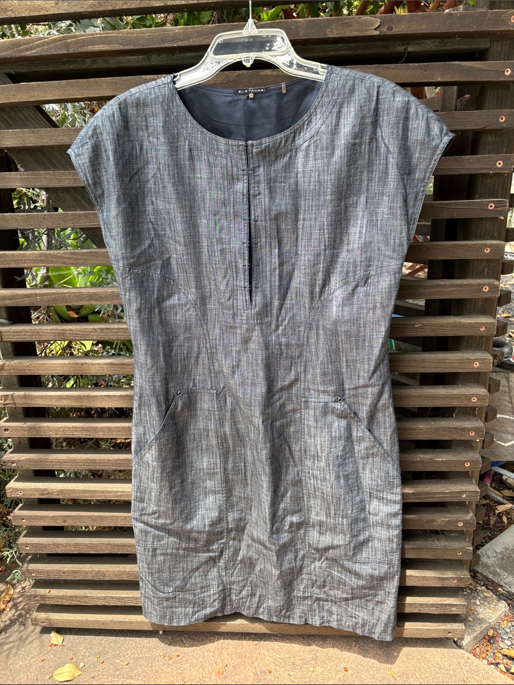 Elie Tahari dress, blue, cotton, pockets, size 10